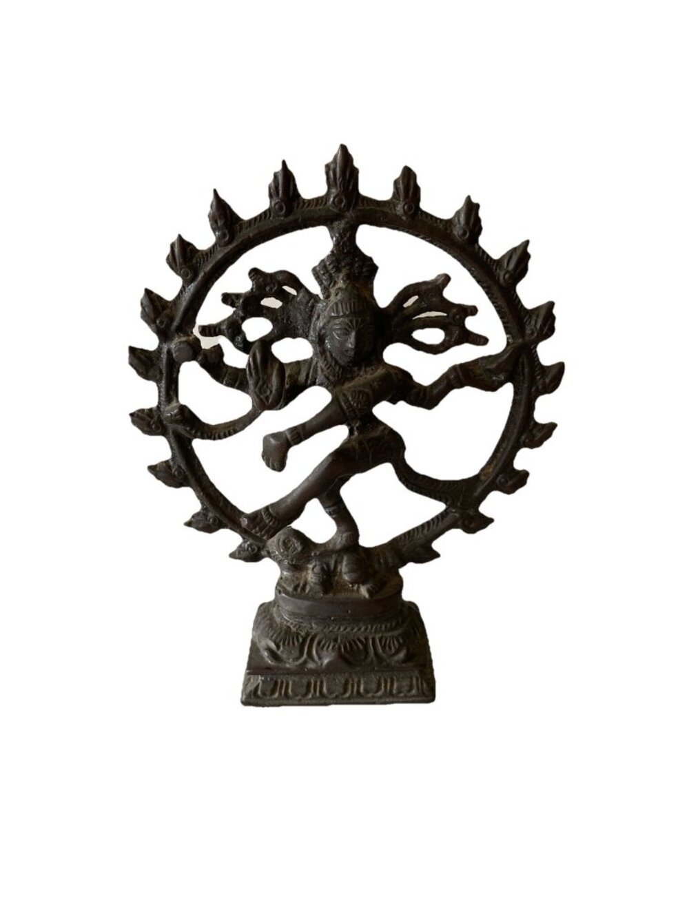 Vintage Shiva Nataraja Dancing Bronze Statue Hindu Cosmic Dancer  Sculpture 6”